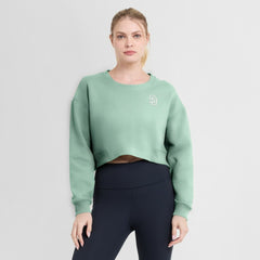 San Diego Padres Women's Studio Cropped Pullover Sweatshirt Mint
