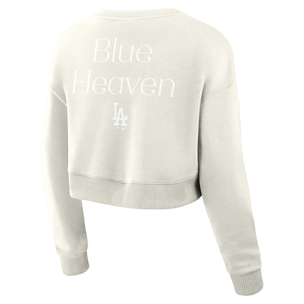 Los Angeles Dodgers Women's Studio Cropped Pullover Sweatshirt Cream