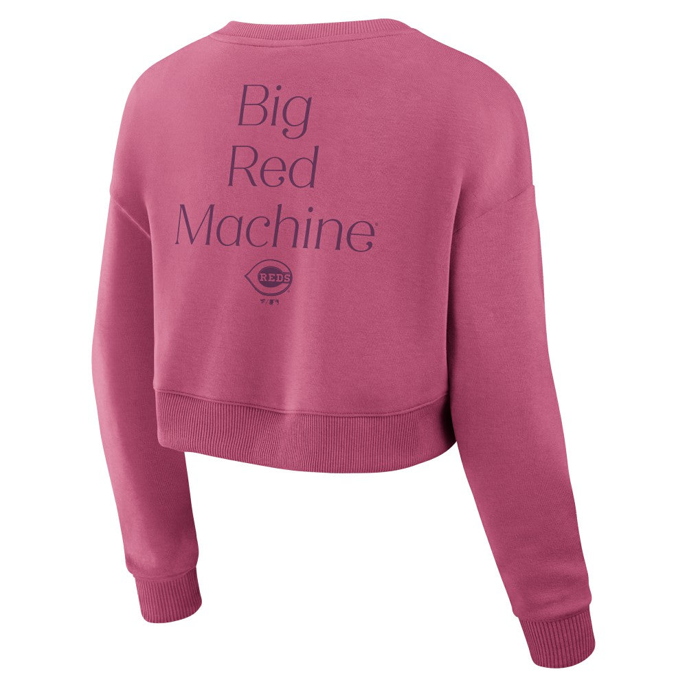 Cincinnati Reds Women's Studio Cropped Pullover Sweatshirt Pink