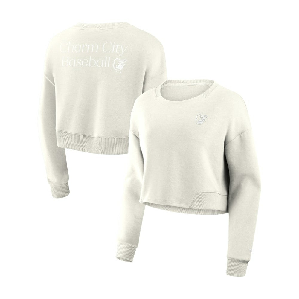 Baltimore Orioles Women's Studio Cropped Pullover Sweatshirt Cream