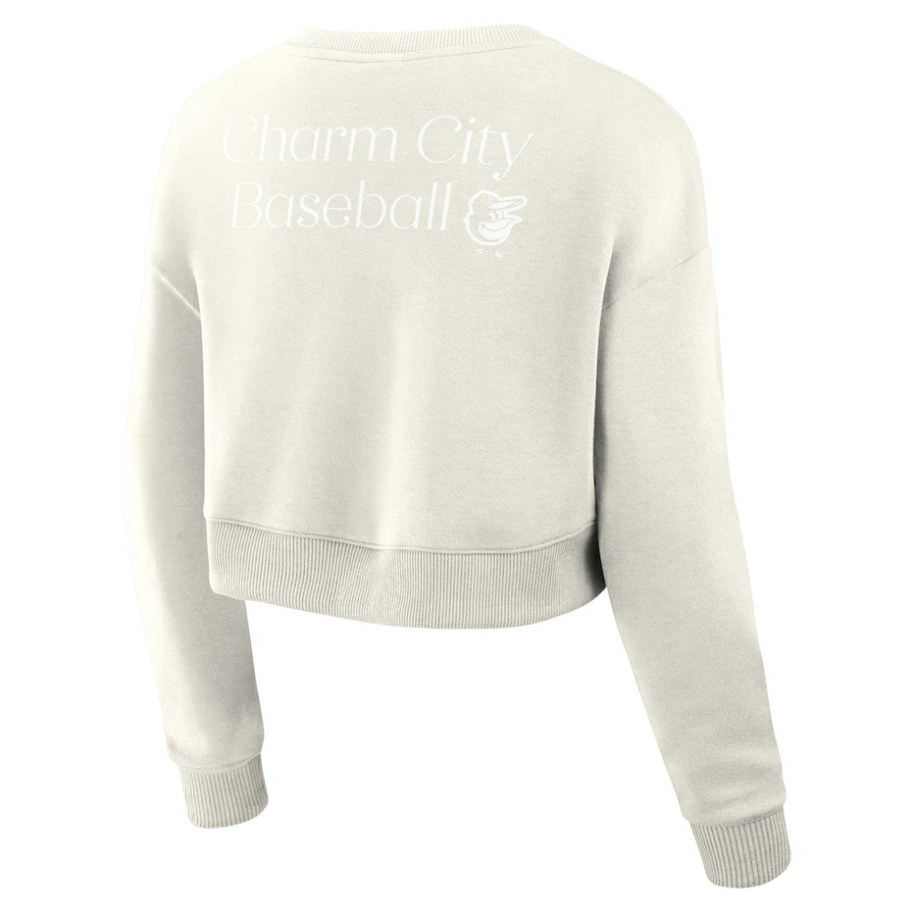 Baltimore Orioles Women's Studio Cropped Pullover Sweatshirt Cream