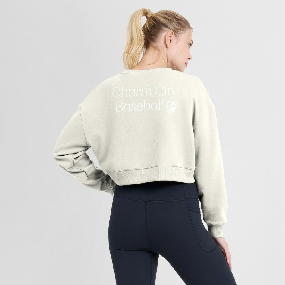 Baltimore Orioles Women's Studio Cropped Pullover Sweatshirt Cream