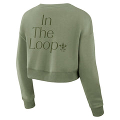 Houston Astros Women's Studio Cropped Pullover Sweatshirt Olive