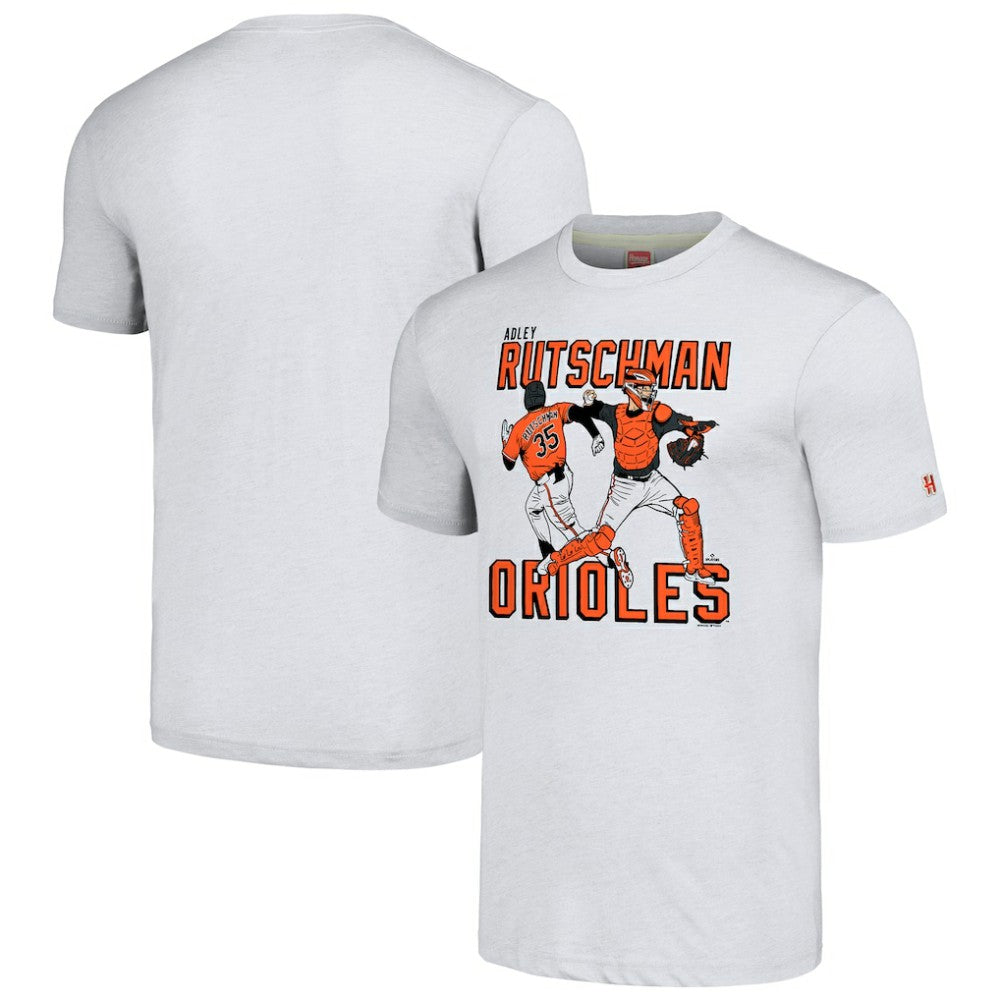 Adley Rutschman Baltimore Orioles Homage Caricature Player Tri-Blend T-Shirt Gray
