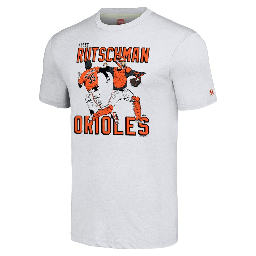 Adley Rutschman Baltimore Orioles Homage Caricature Player Tri-Blend T-Shirt Gray