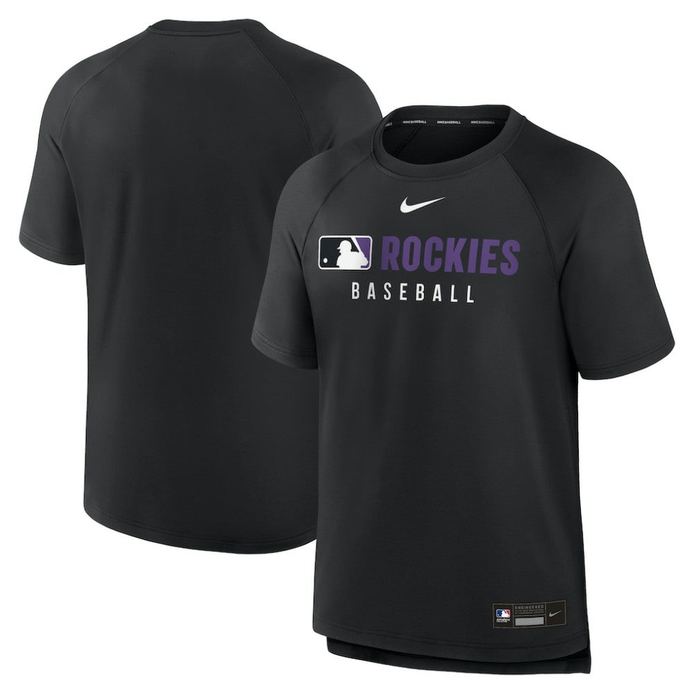 Colorado Rockies Authentic Collection Pregame Raglan Dri-FIT T-Shirt Black | Nike