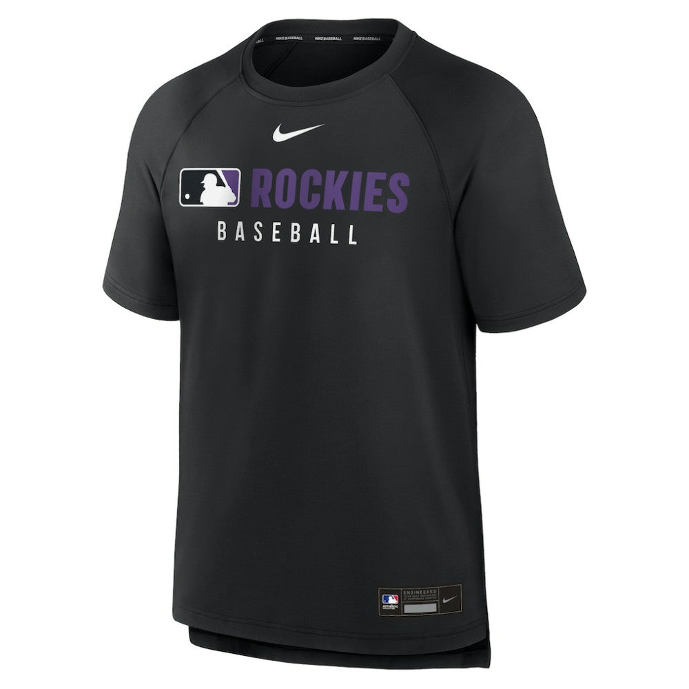 Colorado Rockies Authentic Collection Pregame Raglan Dri-FIT T-Shirt Black | Nike