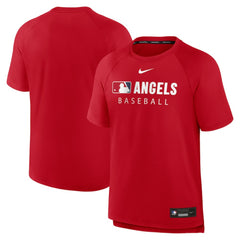 Los Angeles Angels Authentic Collection Pregame Raglan Dri-FIT T-Shirt Red | Nike