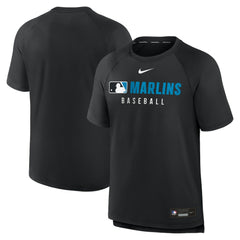 Miami Marlins Authentic Collection Pregame Raglan Dri-FIT T-Shirt Black | Nike