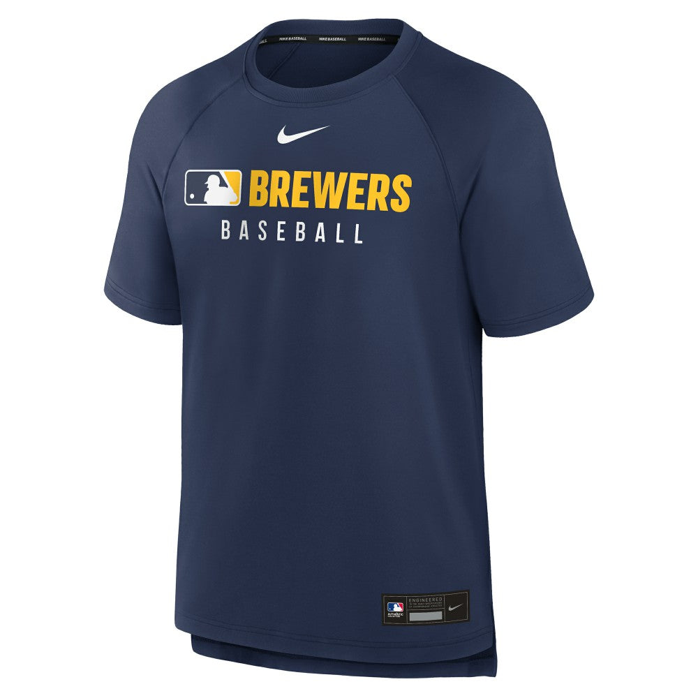 Milwaukee Brewers Authentic Collection Pregame Raglan Dri-FIT T-Shirt Navy | Nike