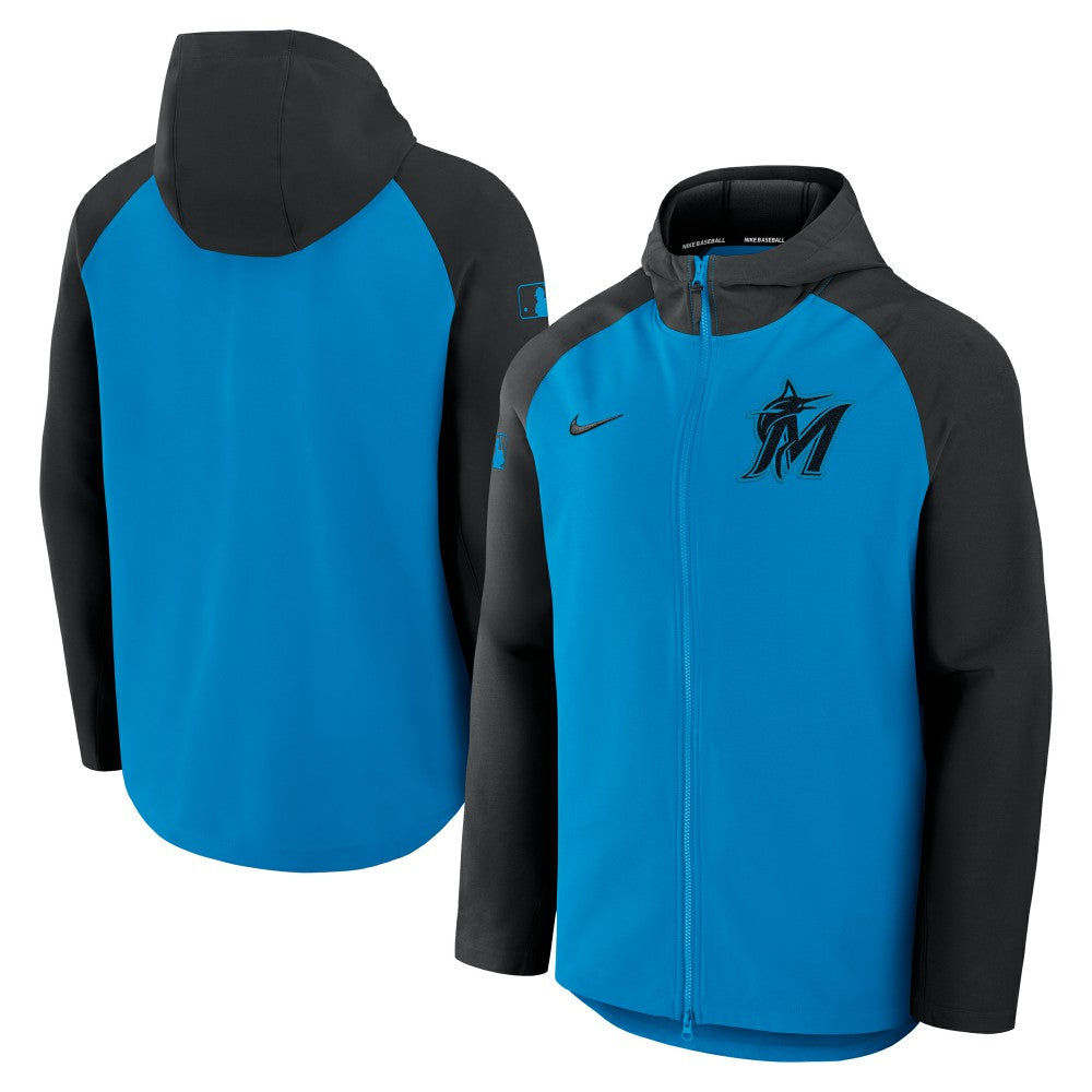 Miami Marlins Authentic Collection Raglan Performance Full-Zip Jacket Blue/Black | Nike
