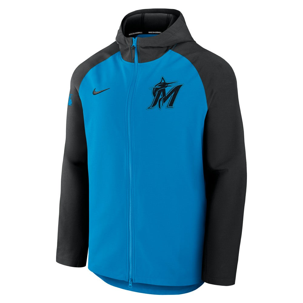 Miami Marlins Authentic Collection Raglan Performance Full-Zip Jacket Blue/Black | Nike