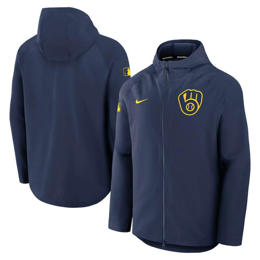 Milwaukee Brewers Authentic Collection Raglan Performance Full-Zip Jacket Navy | Nike