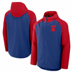 Philadelphia Phillies Authentic Collection Raglan Performance Full-Zip Jacket Royal/Red | Nike