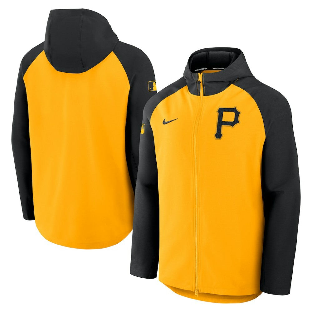 Pittsburgh Pirates Authentic Collection Raglan Performance Full-Zip Jacket Gold/Black | Nike
