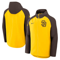 San Diego Padres Authentic Collection Raglan Performance Full-Zip Jacket Gold/Brown | Nike