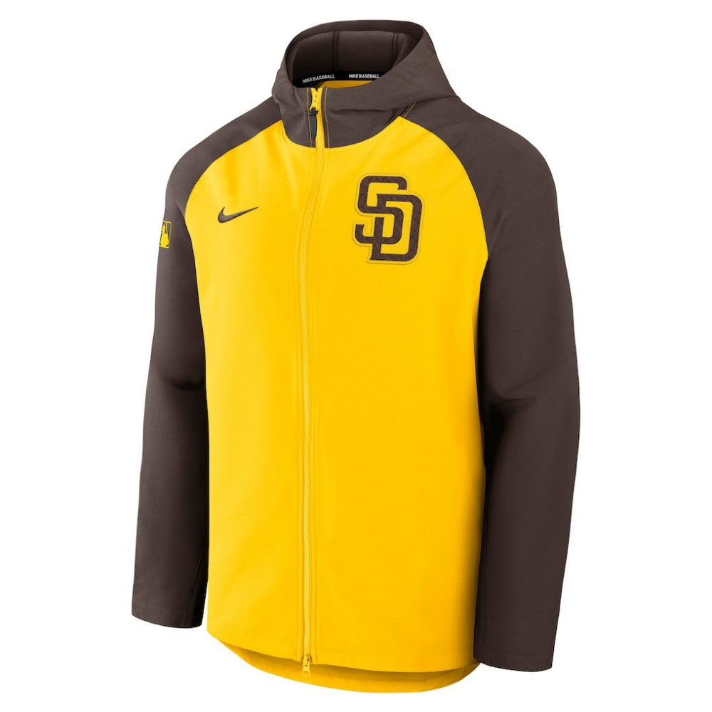 San Diego Padres Authentic Collection Raglan Performance Full-Zip Jacket Gold/Brown | Nike