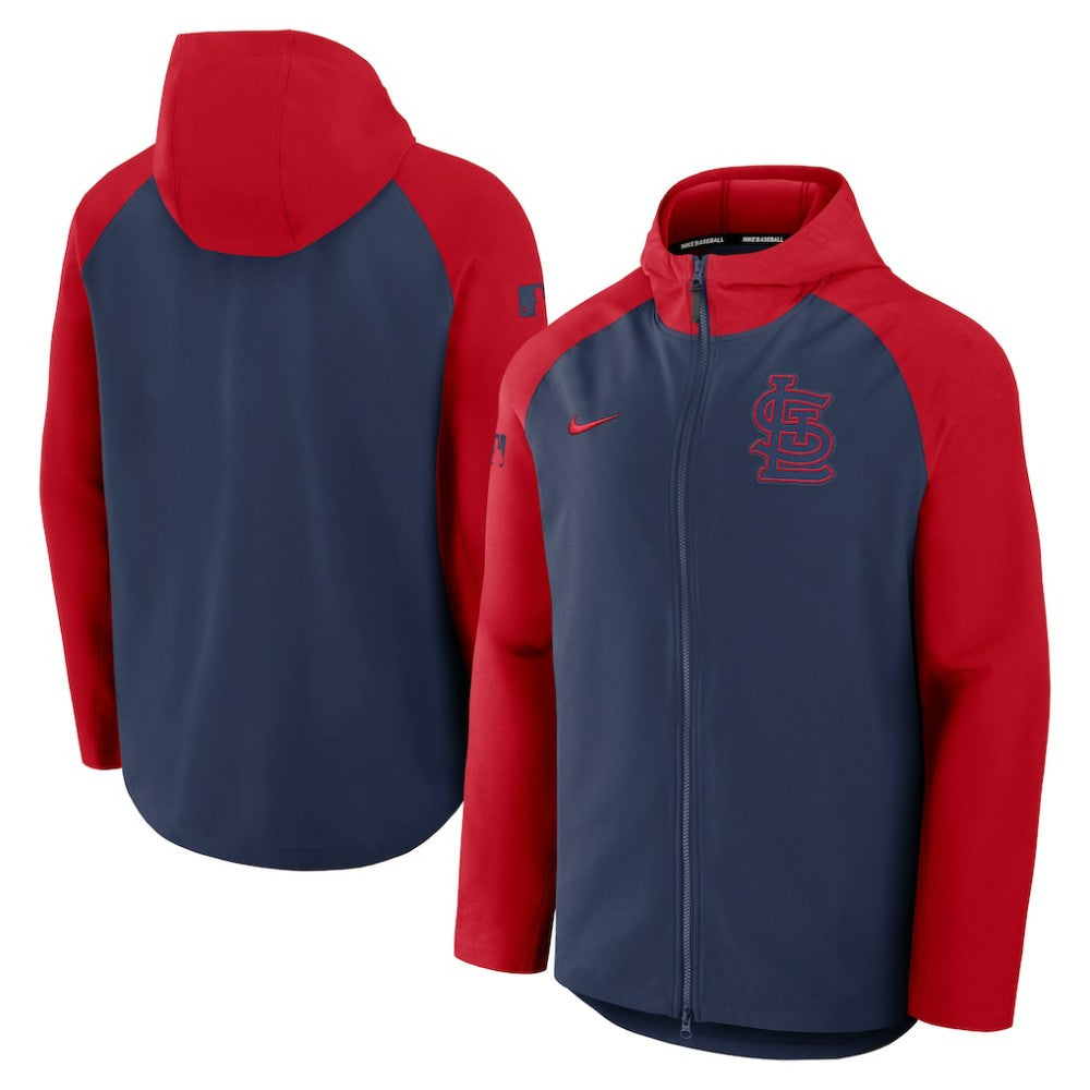 St. Louis Cardinals Authentic Collection Raglan Performance Full-Zip Jacket Navy/Red | Nike
