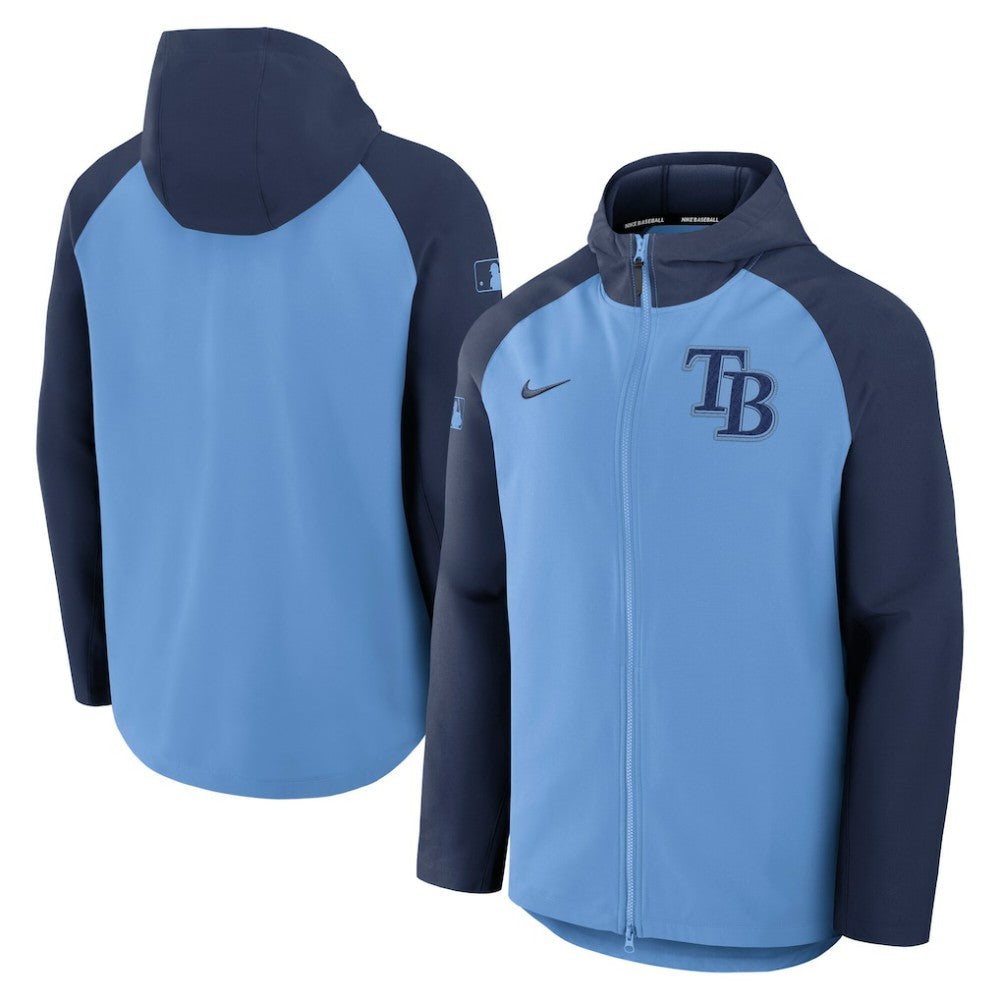 Tampa Bay Rays Authentic Collection Raglan Performance Full-Zip Jacket Light Blue/Navy | Nike