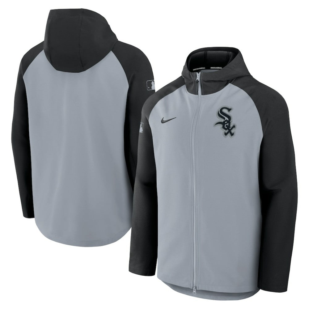 Chicago White Sox Authentic Collection Raglan Performance Full-Zip Jacket Gray/Black | Nike