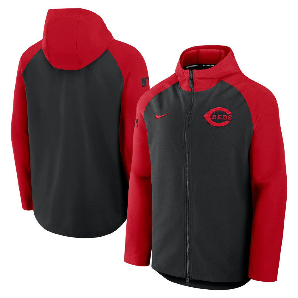 Cincinnati Reds Authentic Collection Raglan Performance Full-Zip Jacket Black/Red | Nike
