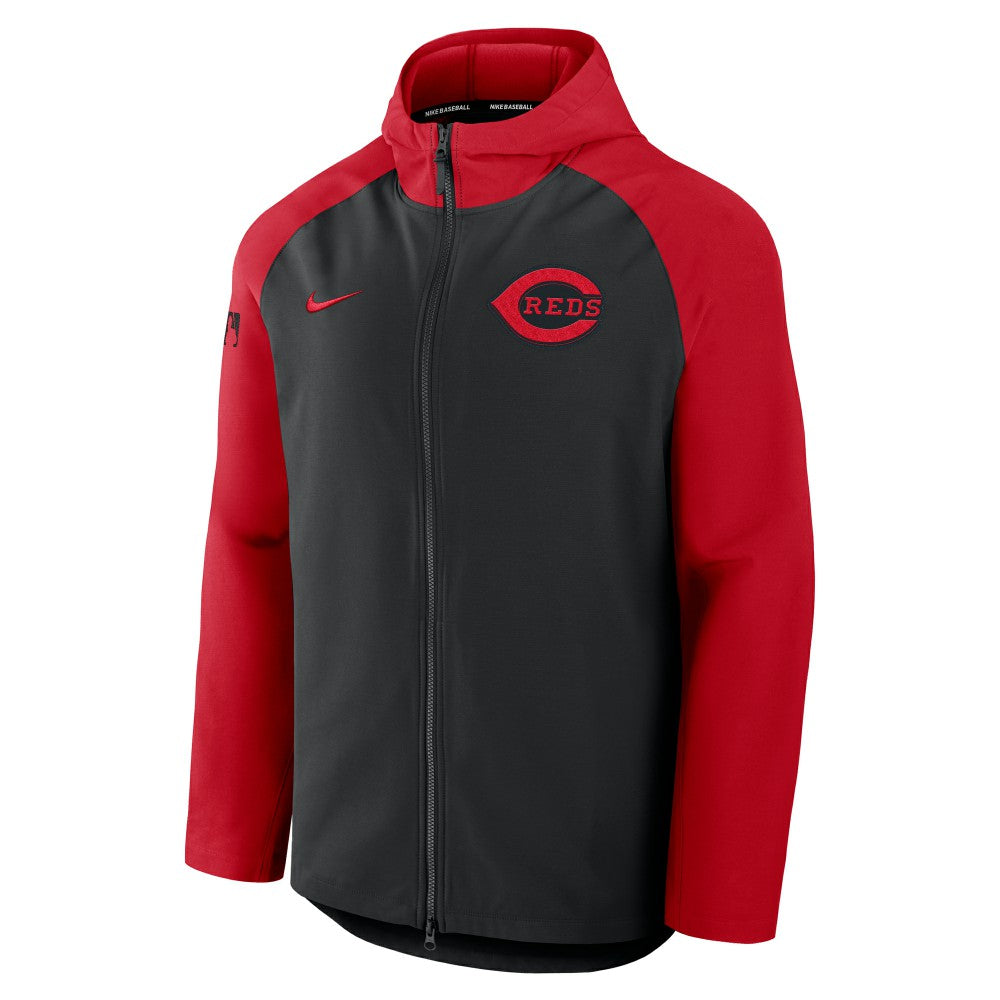 Cincinnati Reds Authentic Collection Raglan Performance Full-Zip Jacket Black/Red | Nike