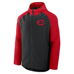 Cincinnati Reds Authentic Collection Raglan Performance Full-Zip Jacket Black/Red | Nike
