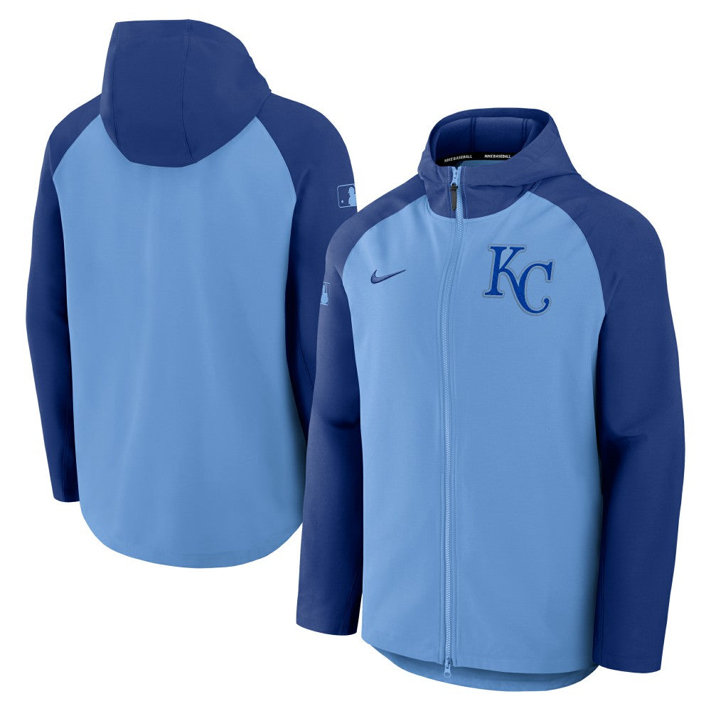 Kansas City Royals Authentic Collection Raglan Performance Full-Zip Jacket Light Blue/Royal | Nike
