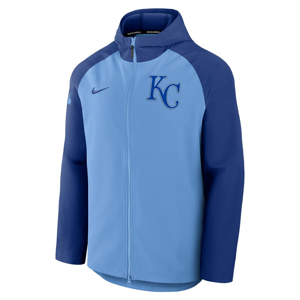 Kansas City Royals Authentic Collection Raglan Performance Full-Zip Jacket Light Blue/Royal | Nike