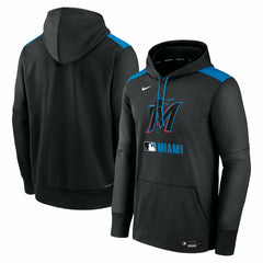 Miami Marlins Authentic Collection Performance Pullover Hoodie Black | Nike