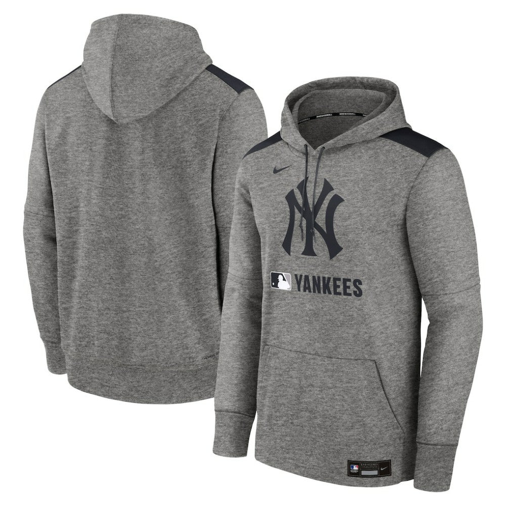 New York Yankees Authentic Collection Performance Pullover Hoodie Heather Charcoal | Nike