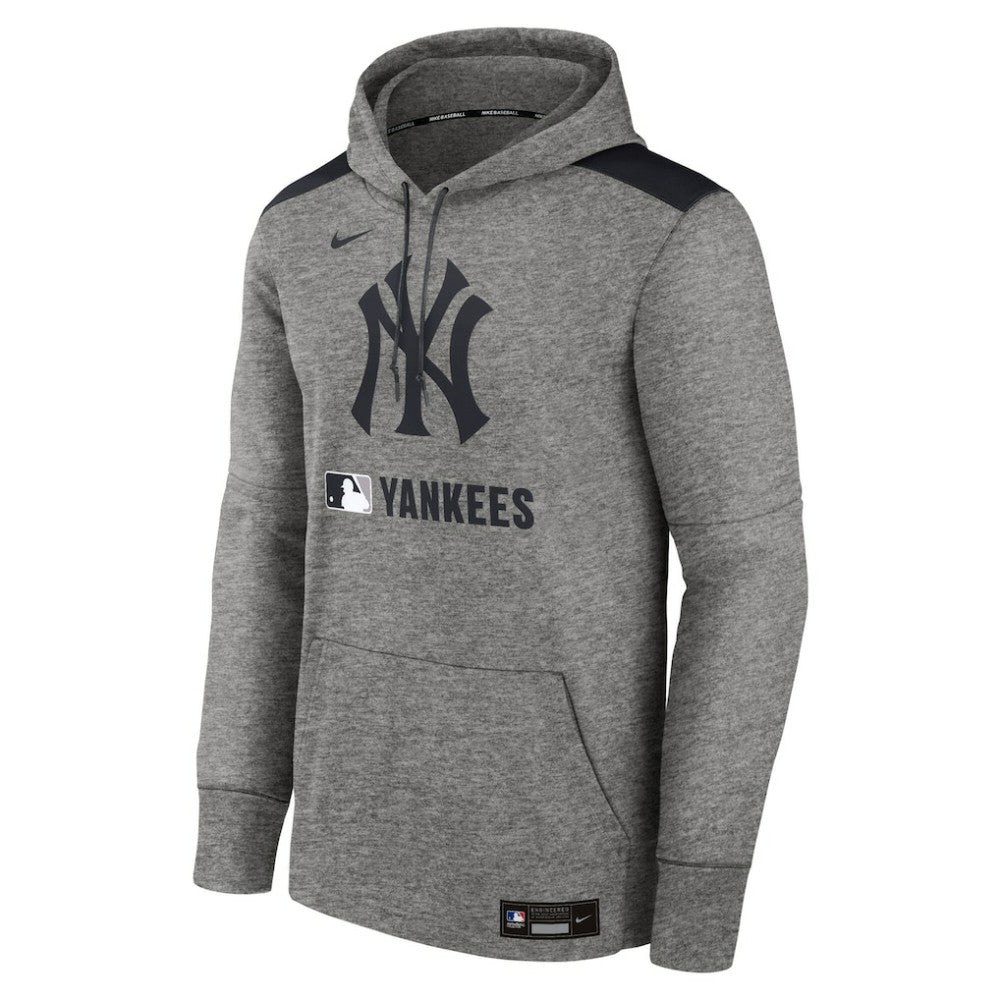 New York Yankees Authentic Collection Performance Pullover Hoodie Heather Charcoal | Nike