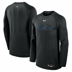 Miami Marlins Authentic Collection Game Time Raglan Dri-FIT Long Sleeve T-Shirt Black | Nike