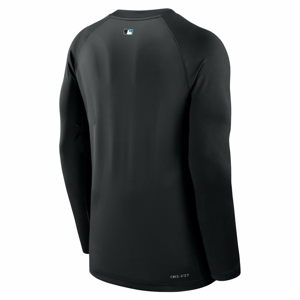 Miami Marlins Authentic Collection Game Time Raglan Dri-FIT Long Sleeve T-Shirt Black | Nike