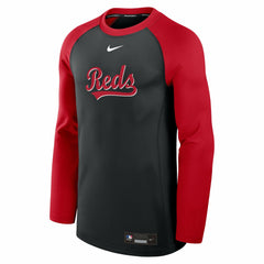 Cincinnati Reds Authentic Collection Game Time Raglan Dri-FIT Long Sleeve T-Shirt Black/Red | Nike