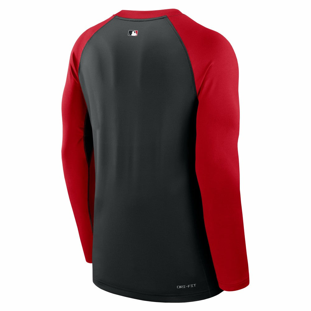 Cincinnati Reds Authentic Collection Game Time Raglan Dri-FIT Long Sleeve T-Shirt Black/Red | Nike