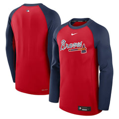 Atlanta Braves Authentic Collection Game Time Raglan Dri-FIT Long Sleeve T-Shirt Red/Navy | Nike