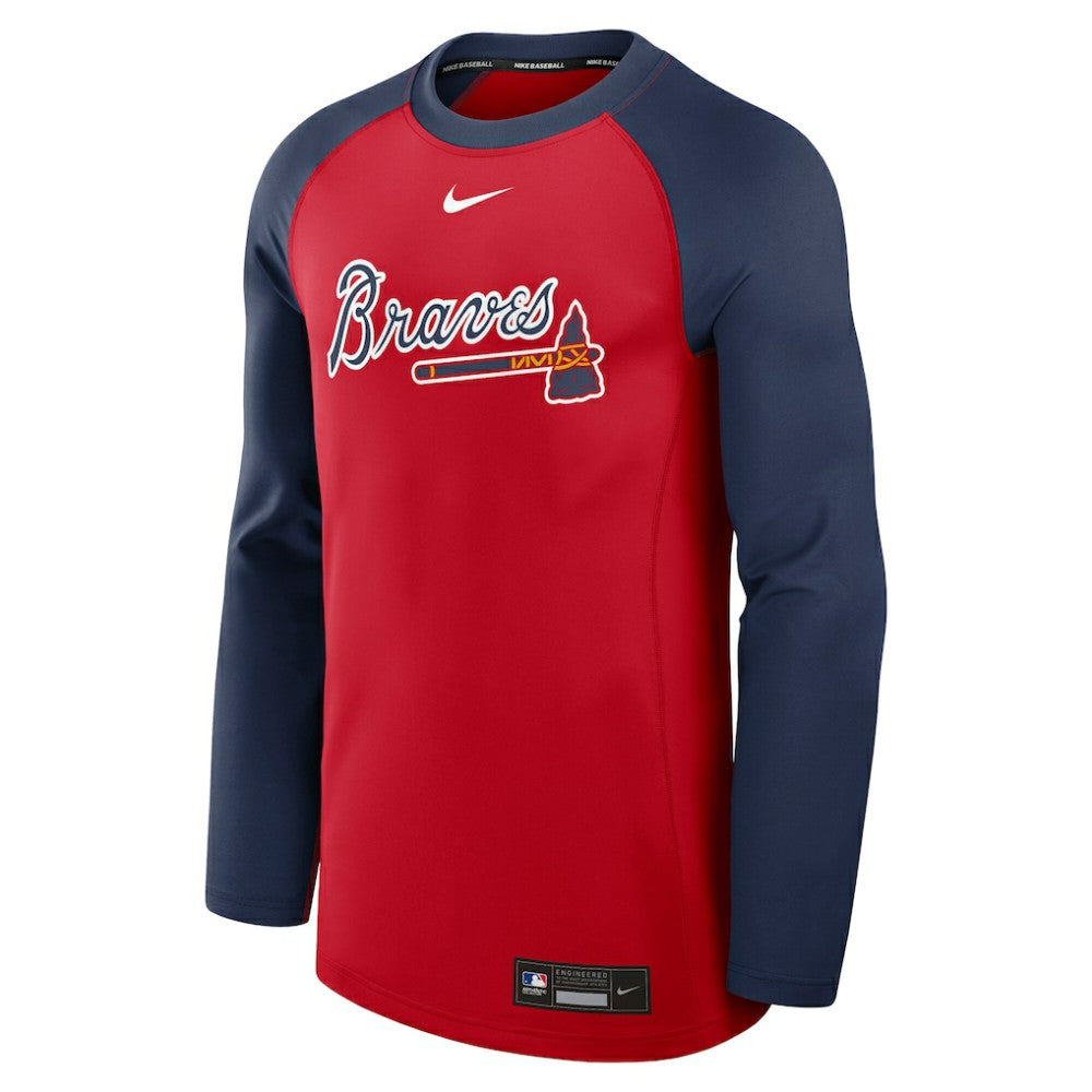 Atlanta Braves Authentic Collection Game Time Raglan Dri-FIT Long Sleeve T-Shirt Red/Navy | Nike