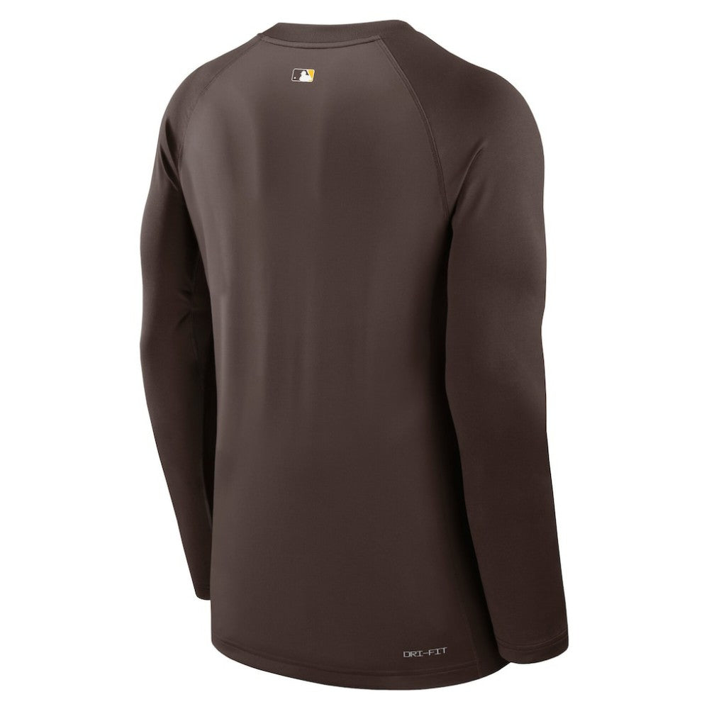 San Diego Padres Authentic Collection Game Time Raglan Dri-FIT Long Sleeve T-Shirt Brown | Nike