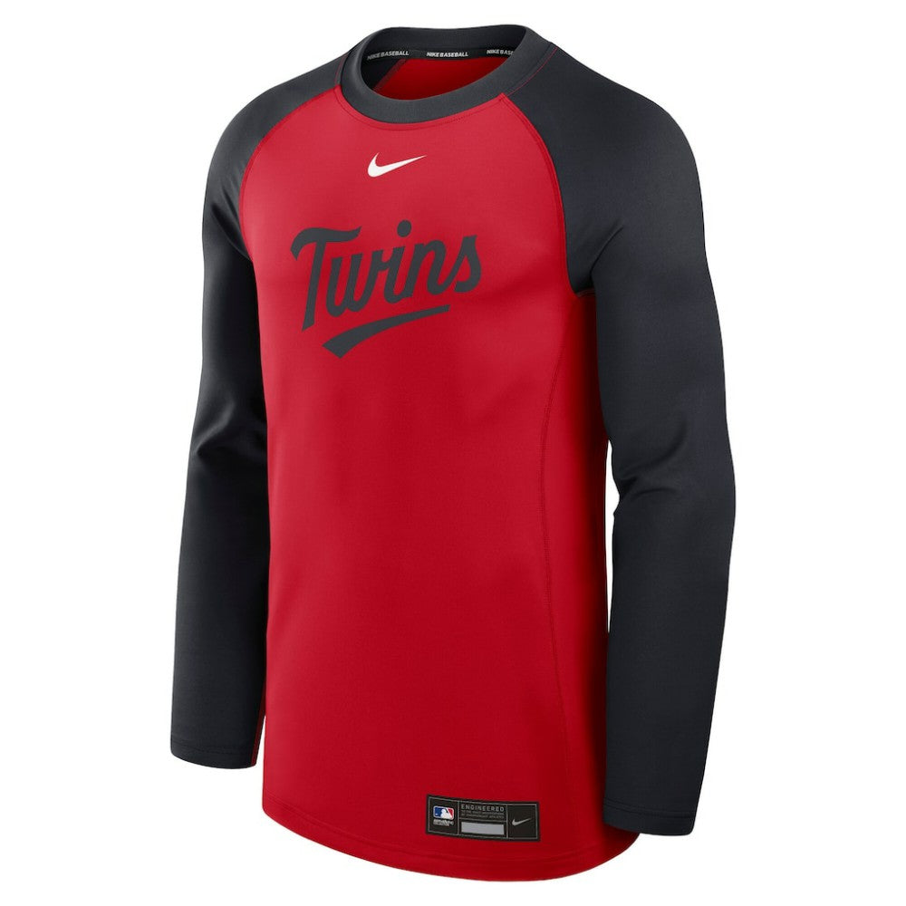 Minnesota Twins Authentic Collection Game Time Raglan Dri-FIT Long Sleeve T-Shirt Red/Navy | Nike