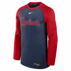 St. Louis Cardinals Authentic Collection Game Time Raglan Dri-FIT Long Sleeve T-Shirt Navy/Red | Nike