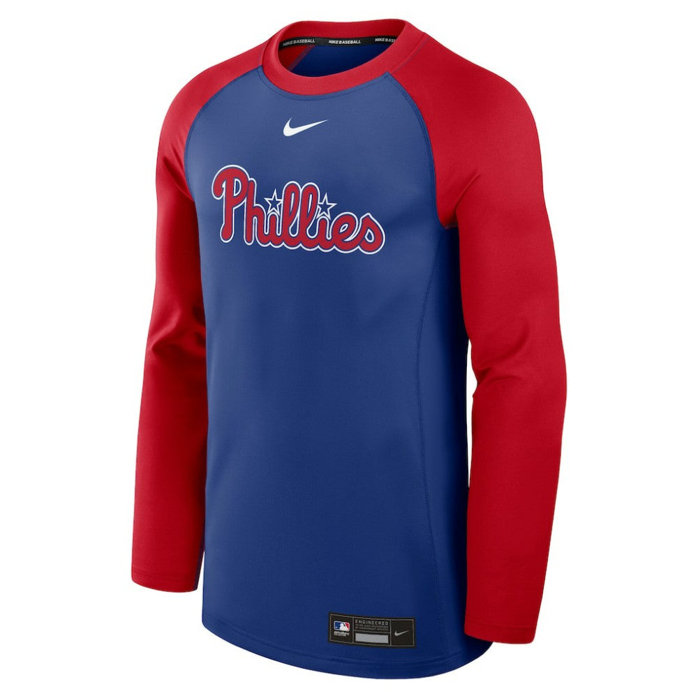 Philadelphia Phillies Authentic Collection Game Time Raglan Performance Long Sleeve T-Shirt Royal/Red | Nike
