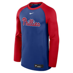 Philadelphia Phillies Authentic Collection Game Time Raglan Performance Long Sleeve T-Shirt Royal/Red | Nike