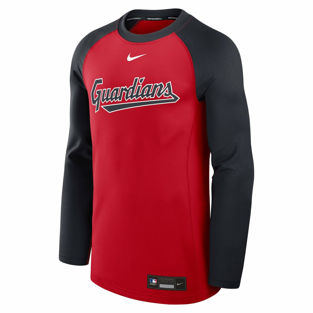 Cleveland Guardians Authentic Collection Game Time Raglan Dri-FIT Long Sleeve T-Shirt Red/Navy | Nike