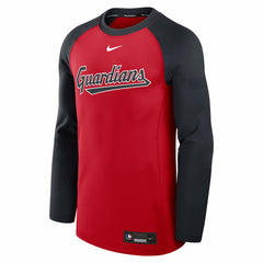 Cleveland Guardians Authentic Collection Game Time Raglan Dri-FIT Long Sleeve T-Shirt Red/Navy | Nike