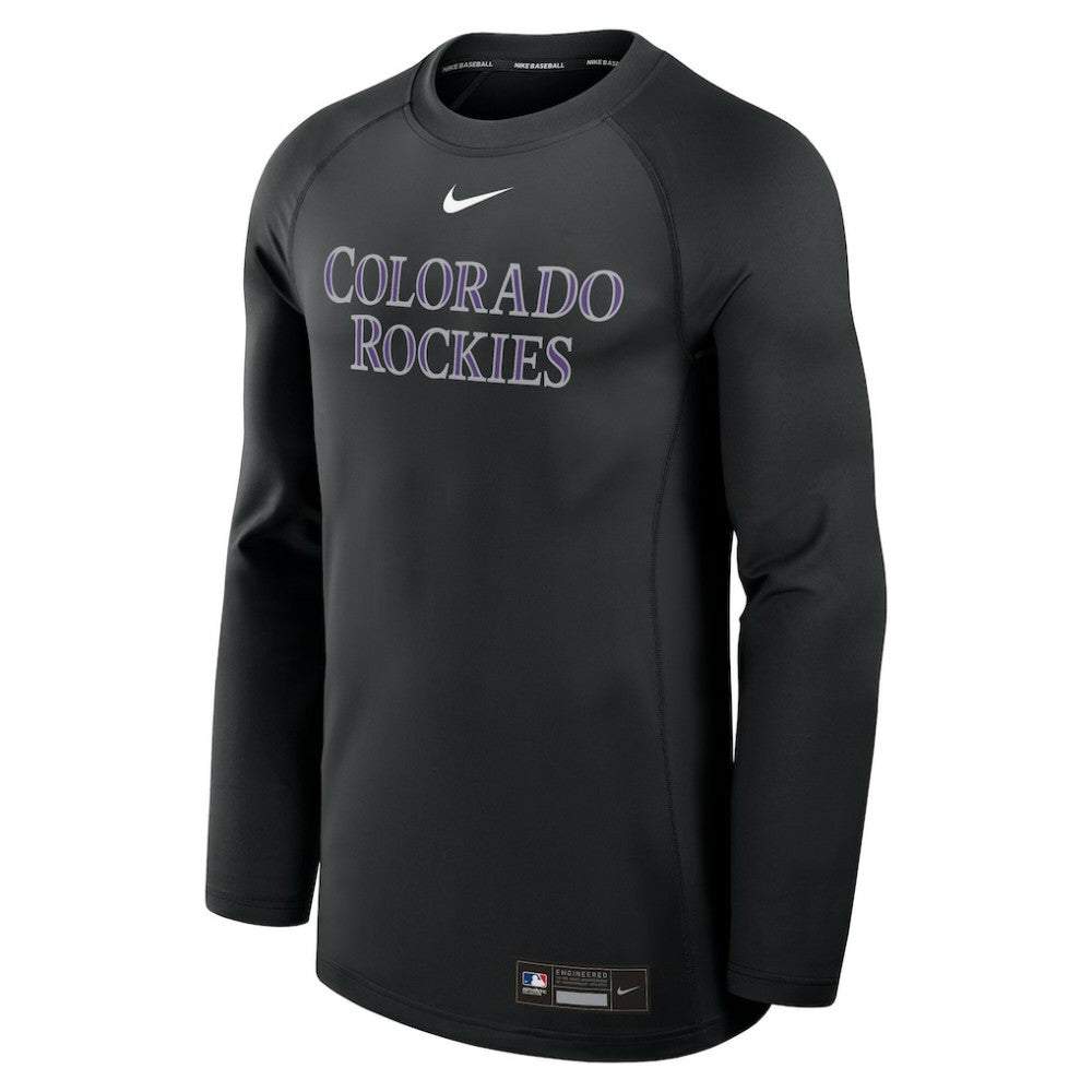 Colorado Rockies Authentic Collection Game Time Raglan Dri-FIT Long Sleeve T-Shirt Black | Nike