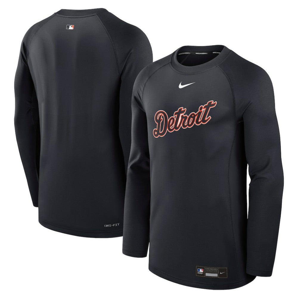 Detroit Tigers Authentic Collection Game Time Raglan Dri-FIT Long Sleeve T-Shirt Navy | Nike