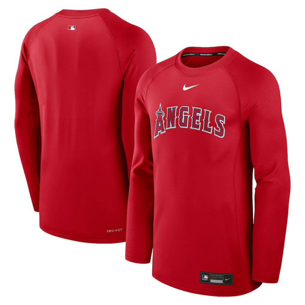 Los Angeles Angels Authentic Collection Game Time Raglan Dri-FIT Long Sleeve T-Shirt Red | Nike