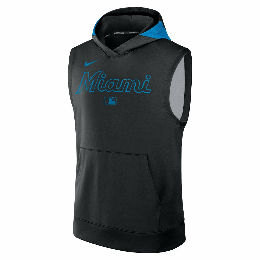 Miami Marlins Authentic Collection Dri-FIT Sleeveless Hoodie Black | Nike