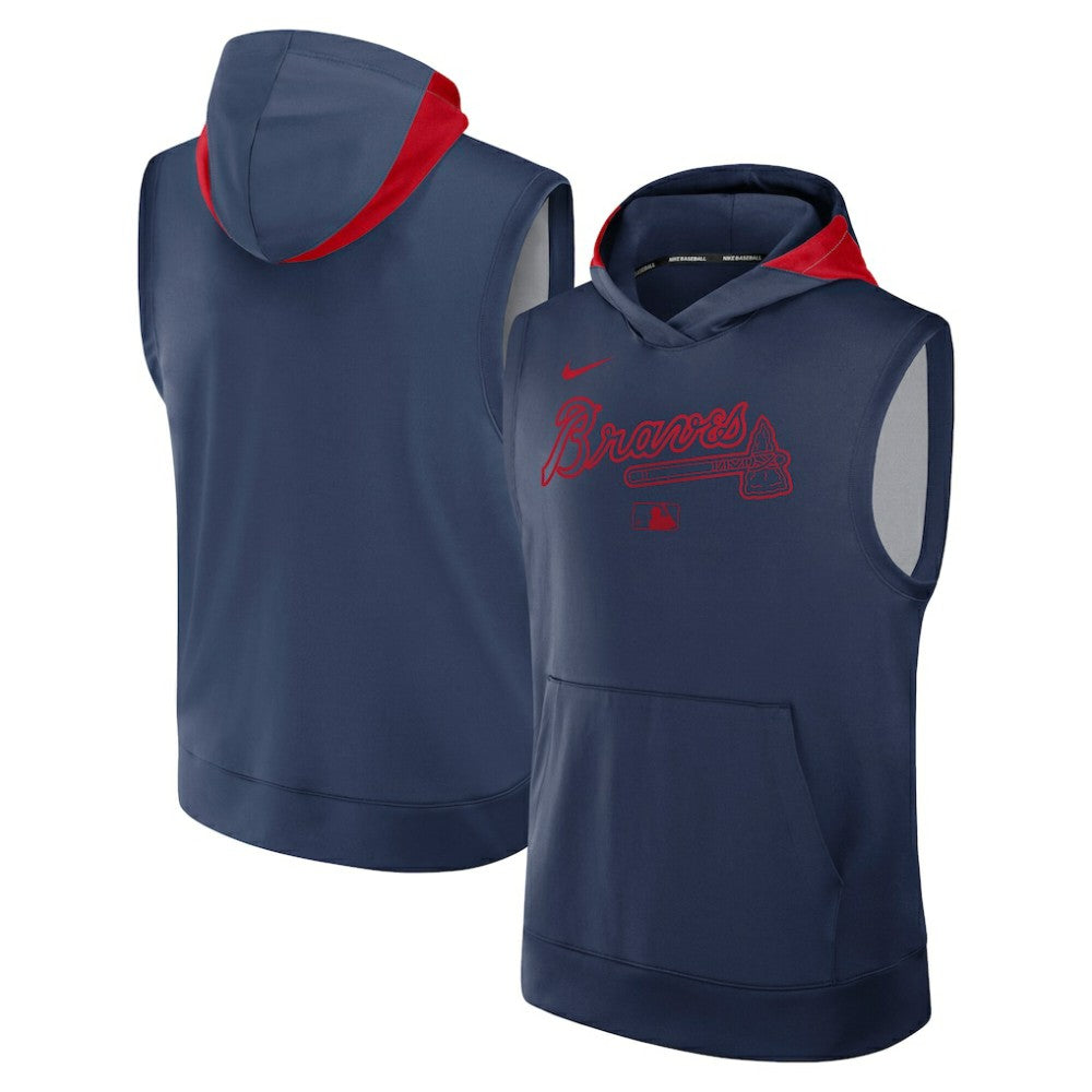 Atlanta Braves Authentic Collection Dri-FIT Sleeveless Hoodie Navy | Nike